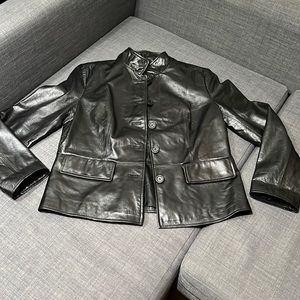 Women’s button down leather jacket
